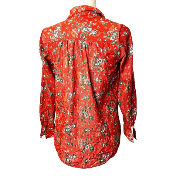 Anthropologie Corduroy western coastal cowgirl Button Down shirt size 0 boho - Picture 6 of 9